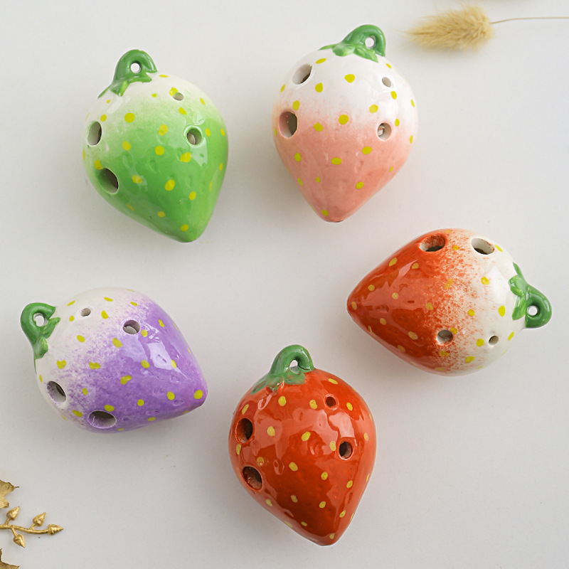 Cute Strawberry Shaped Ocarina - Ocarina Ceramic ulasan dan harga