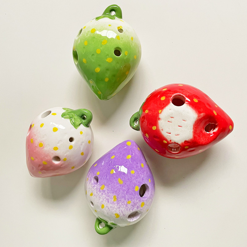 Cute Strawberry Shaped Ocarina - Ocarina Ceramic ulasan dan harga